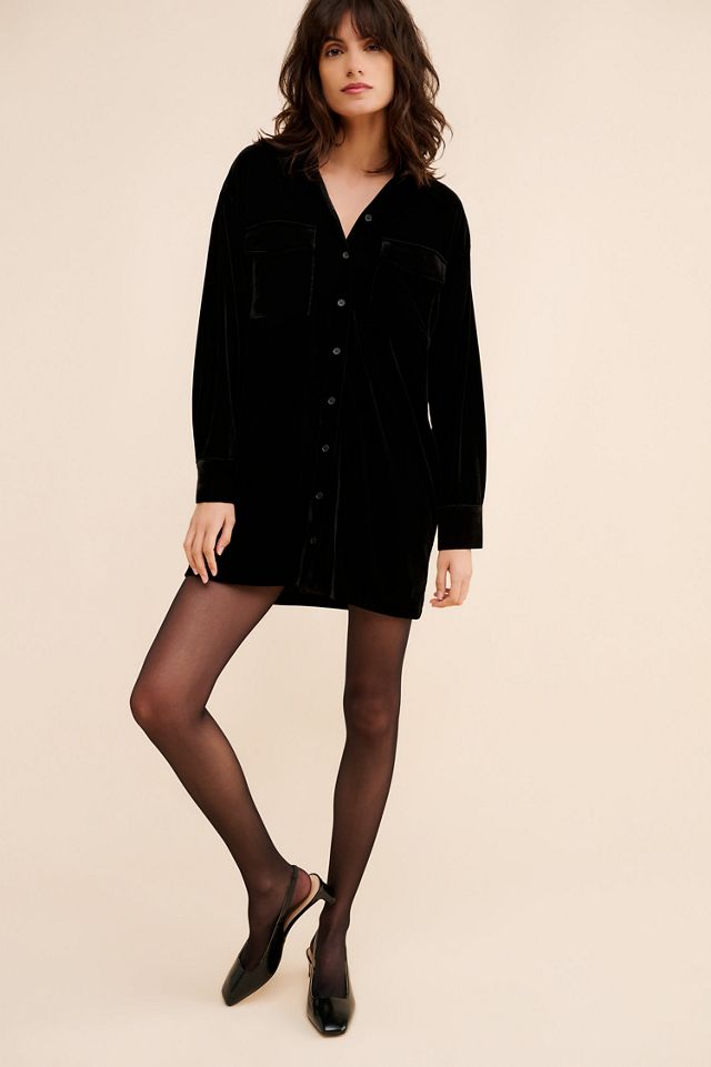 WAYF Briella Velvet Shirt Dress #3