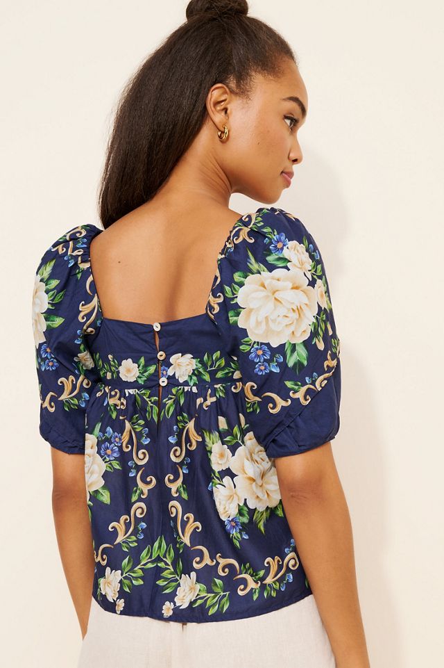 FARM Rio Flower Tapestry Yoke Blouse #3