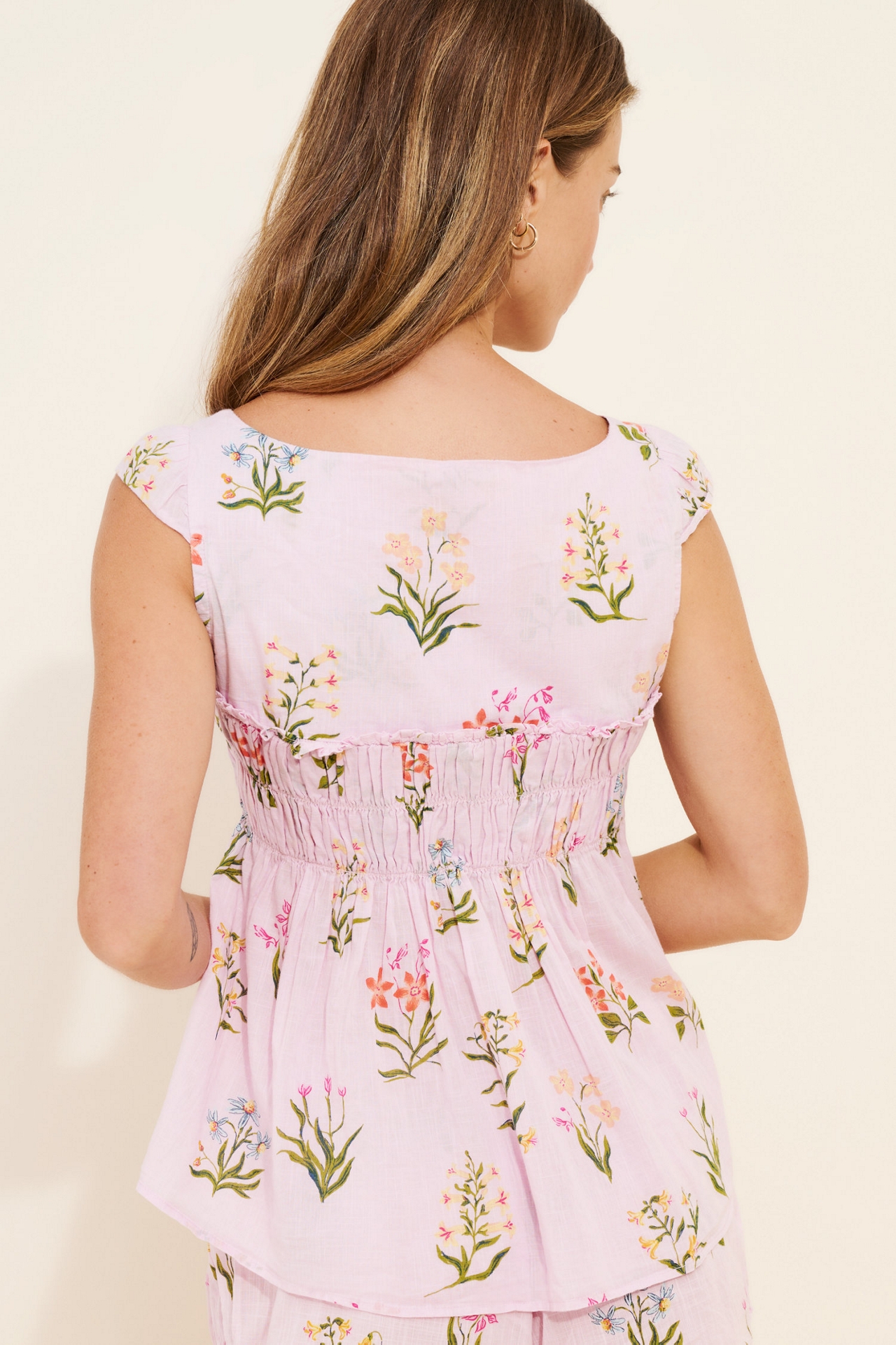 Ruched Babydoll Pajama Top