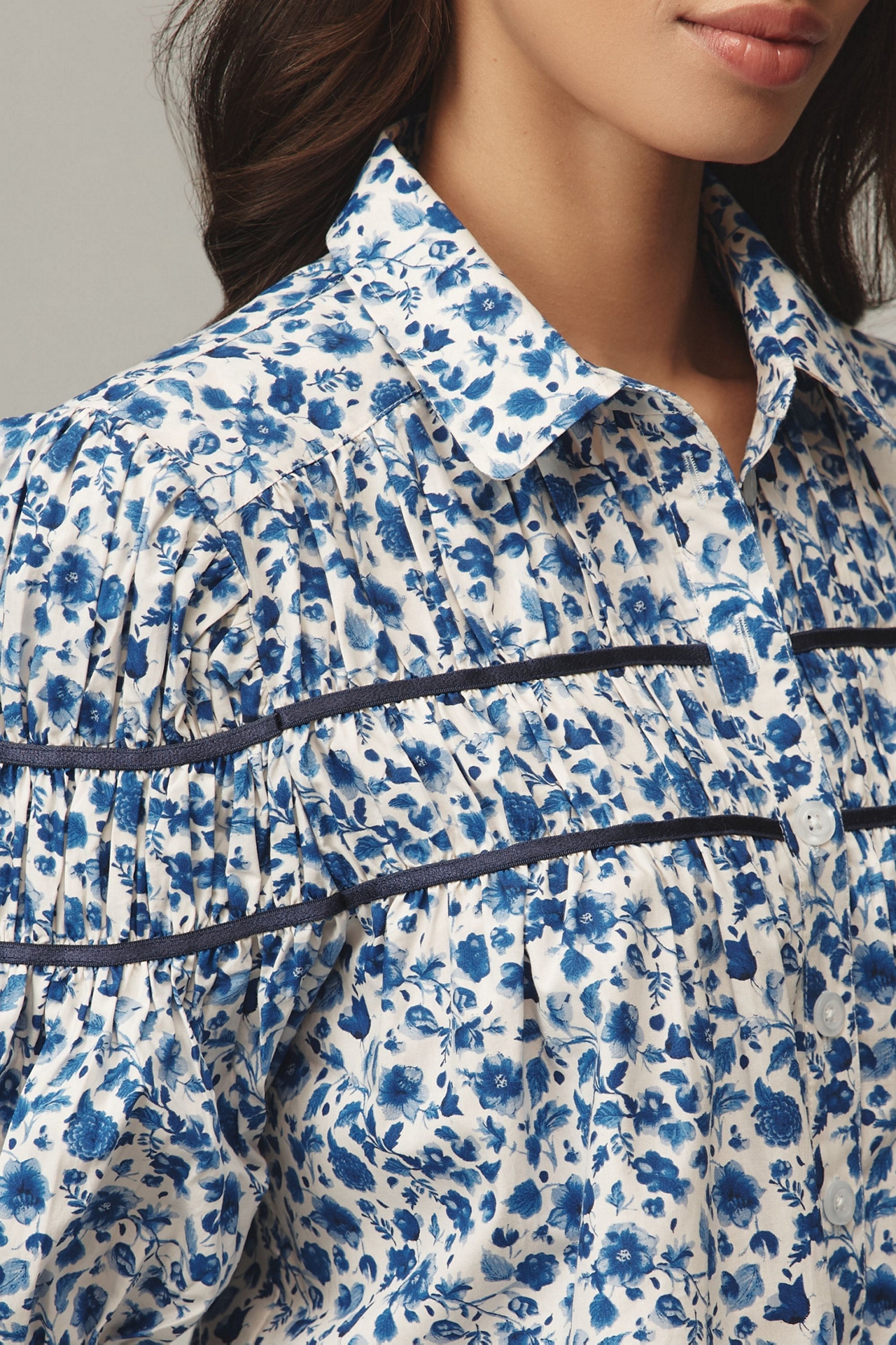 Maeve The Leandra Shirred Yoke Blouse