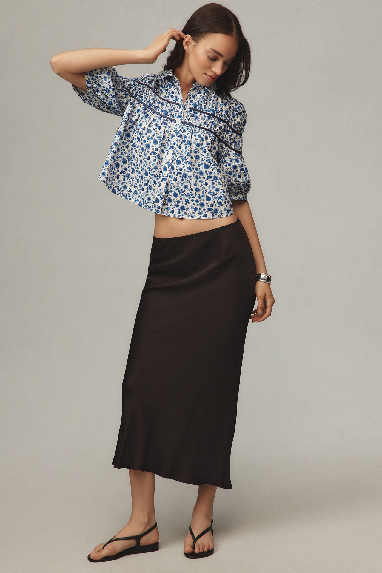 Maeve The Leandra Shirred Yoke Blouse