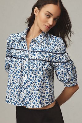 Maeve The Leandra Shirred Yoke Blouse
