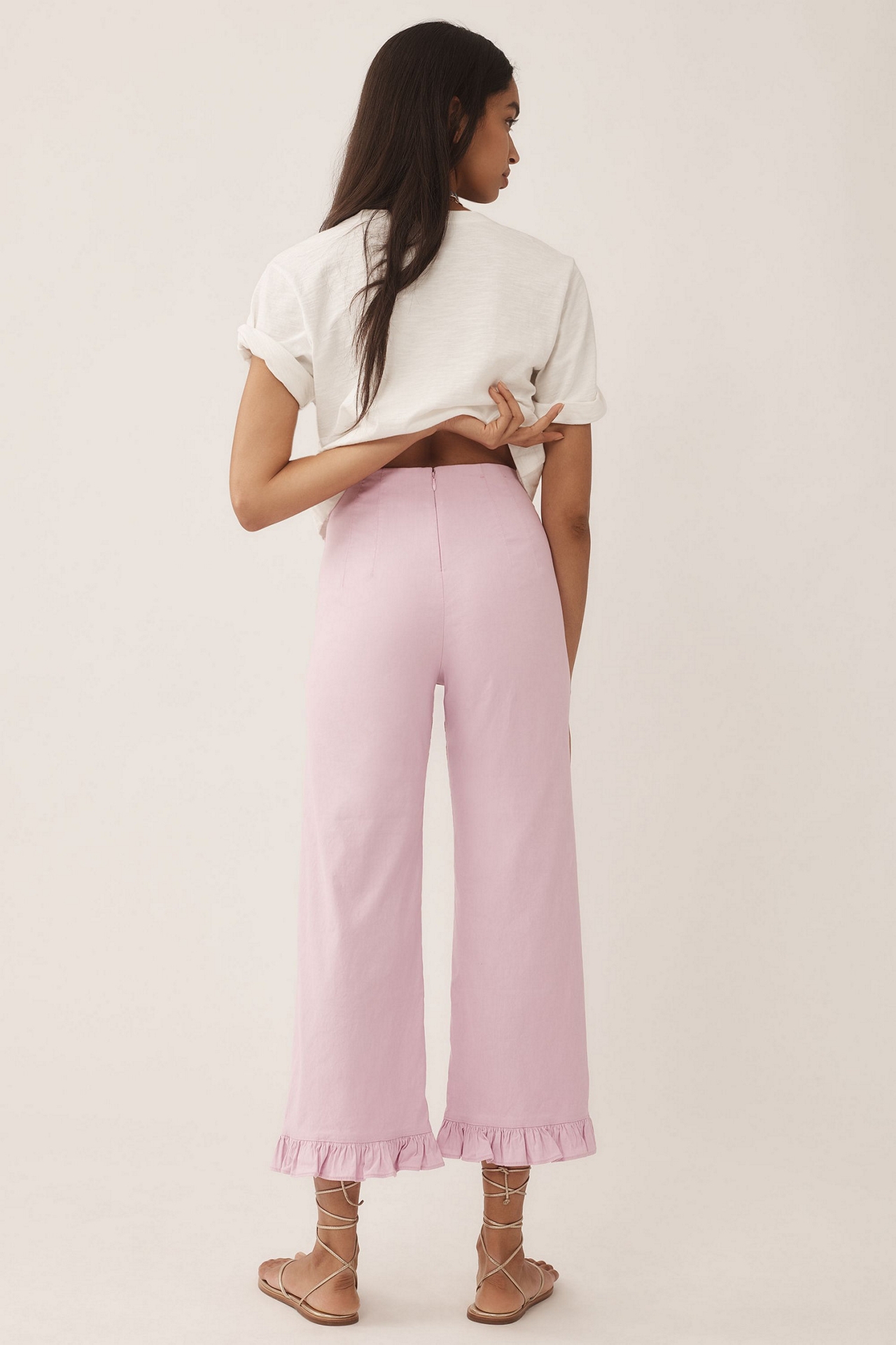 Maeve The Colette Cropped Wide-Leg Pants: Ruffled Edition