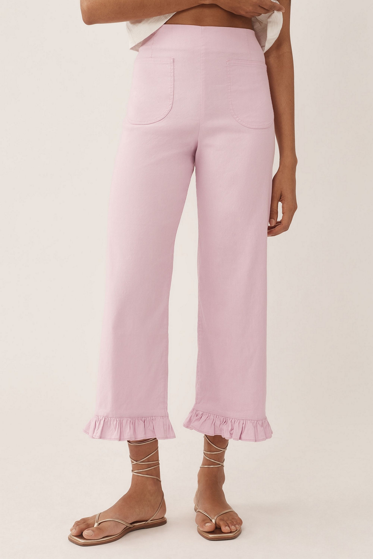 Maeve The Colette Cropped Wide-Leg Pants: Ruffled Edition