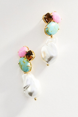 Lele Sadoughi Seafoam Iris Pearl Cluster Earrings | Anthropologie