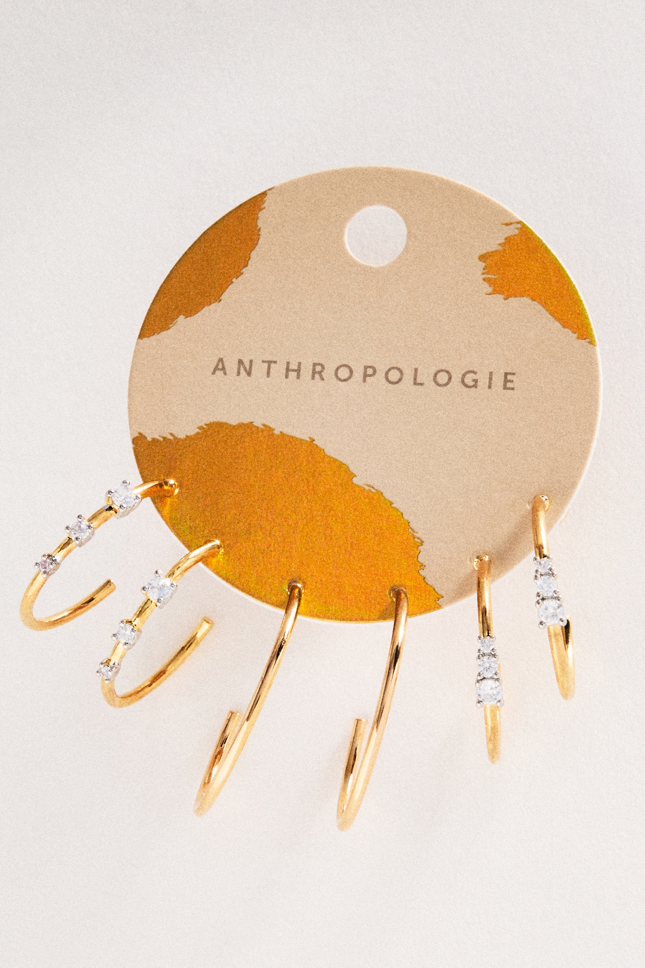 By Anthropologie Mixed Metal Hoop Earrings, Set of 3