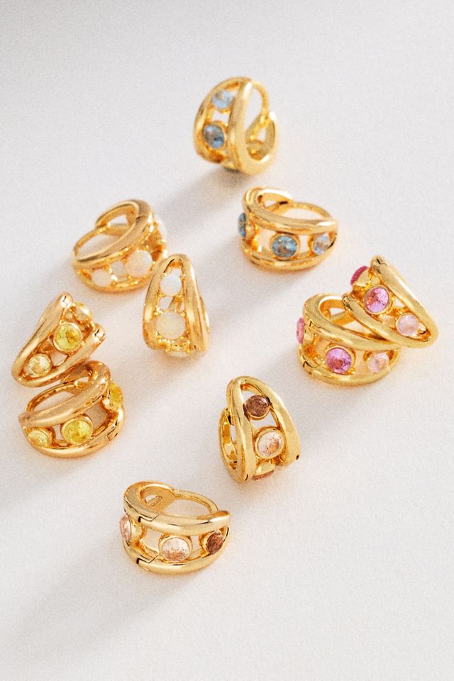Split Crystal Huggie Hoop Earrings #1