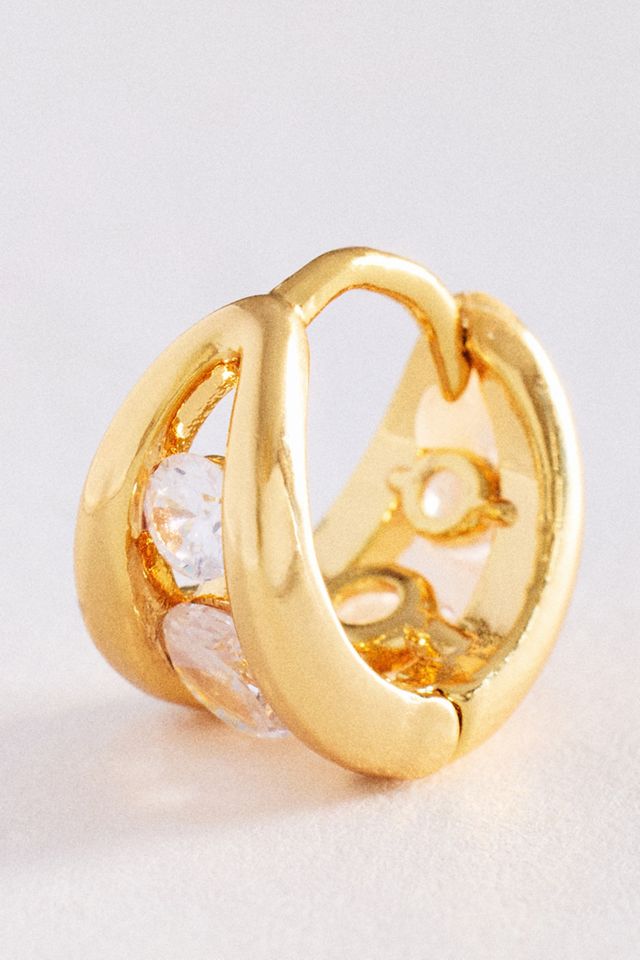 Split Crystal Huggie Hoop Earrings #2