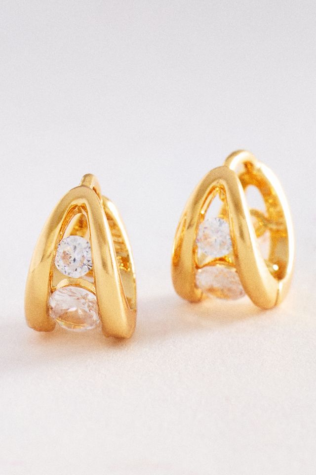 Split Crystal Huggie Hoop Earrings #1