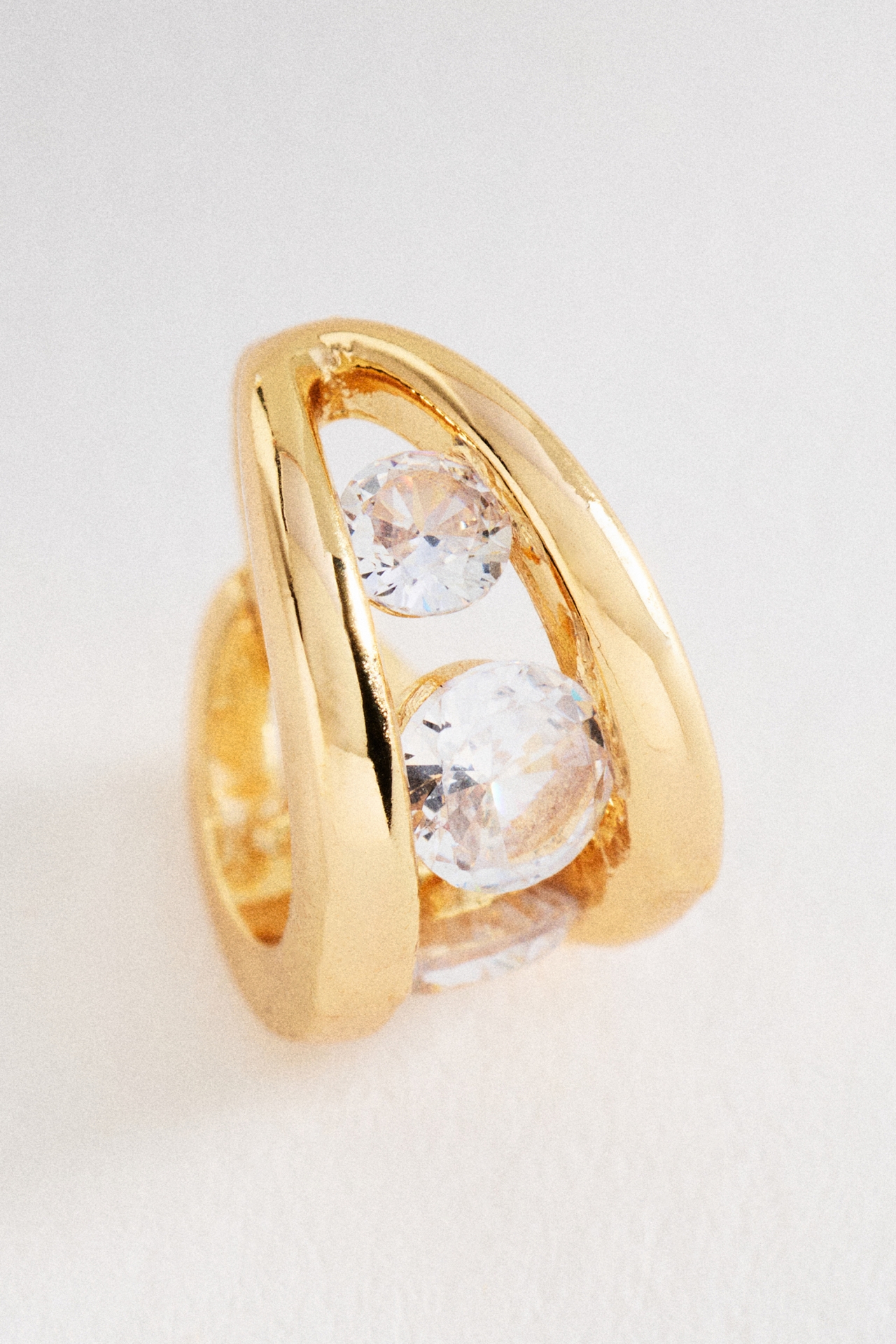 Split Crystal Huggie Hoop Earrings