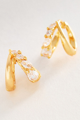 Split Crystal Huggie Earrings