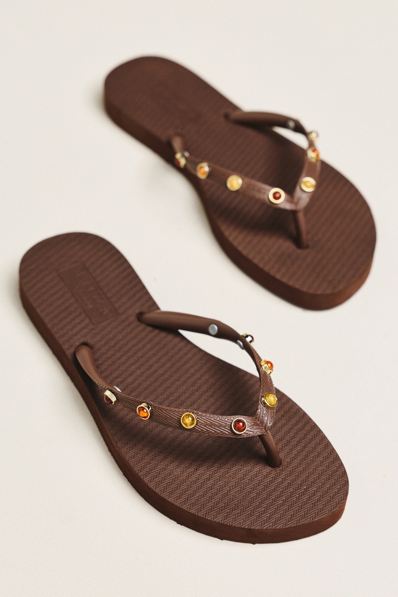 Brizza Arezzo Embellished Thong Sandals