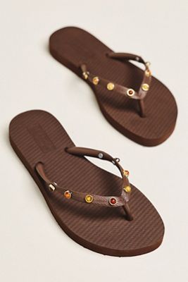 Brizza Arezzo Embellished Flip-Flop Sandals