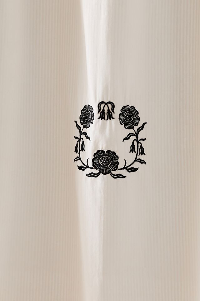 Cotton Embroidered Floral Shower Curtain #2