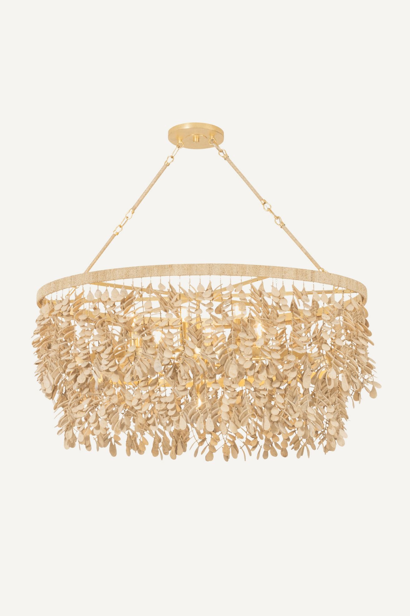 Hudson Valley Lighting Naxos Gold Leaf Linear Wood Chandelier by Augusta Hoffman - Brass, One Size