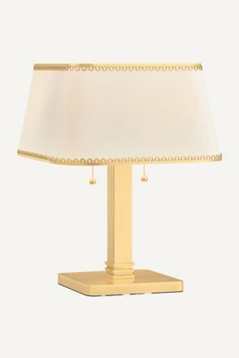Hudson Valley Lighting 
Claude Aged Brass Raw Silk Shade Table Lamp by Augusta Hoffman
