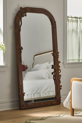 Violeta Scalloped Burl Wood Full-Length Mirror | AnthroHome