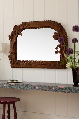 Bernadette Carved Wood Mantel Mirror