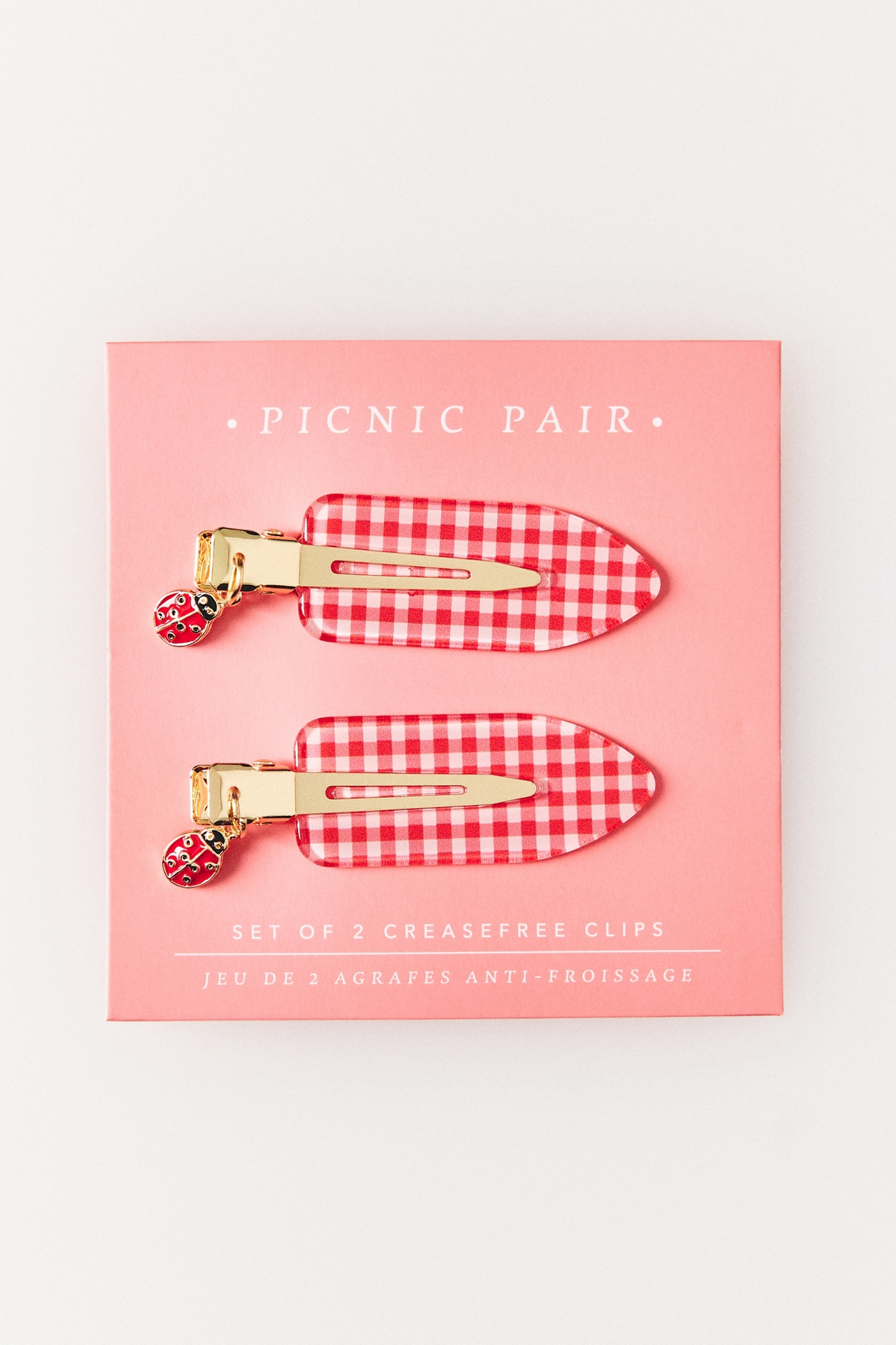 Picnic Collection Gingham Crease-Free Clips With Charm, Set of 2