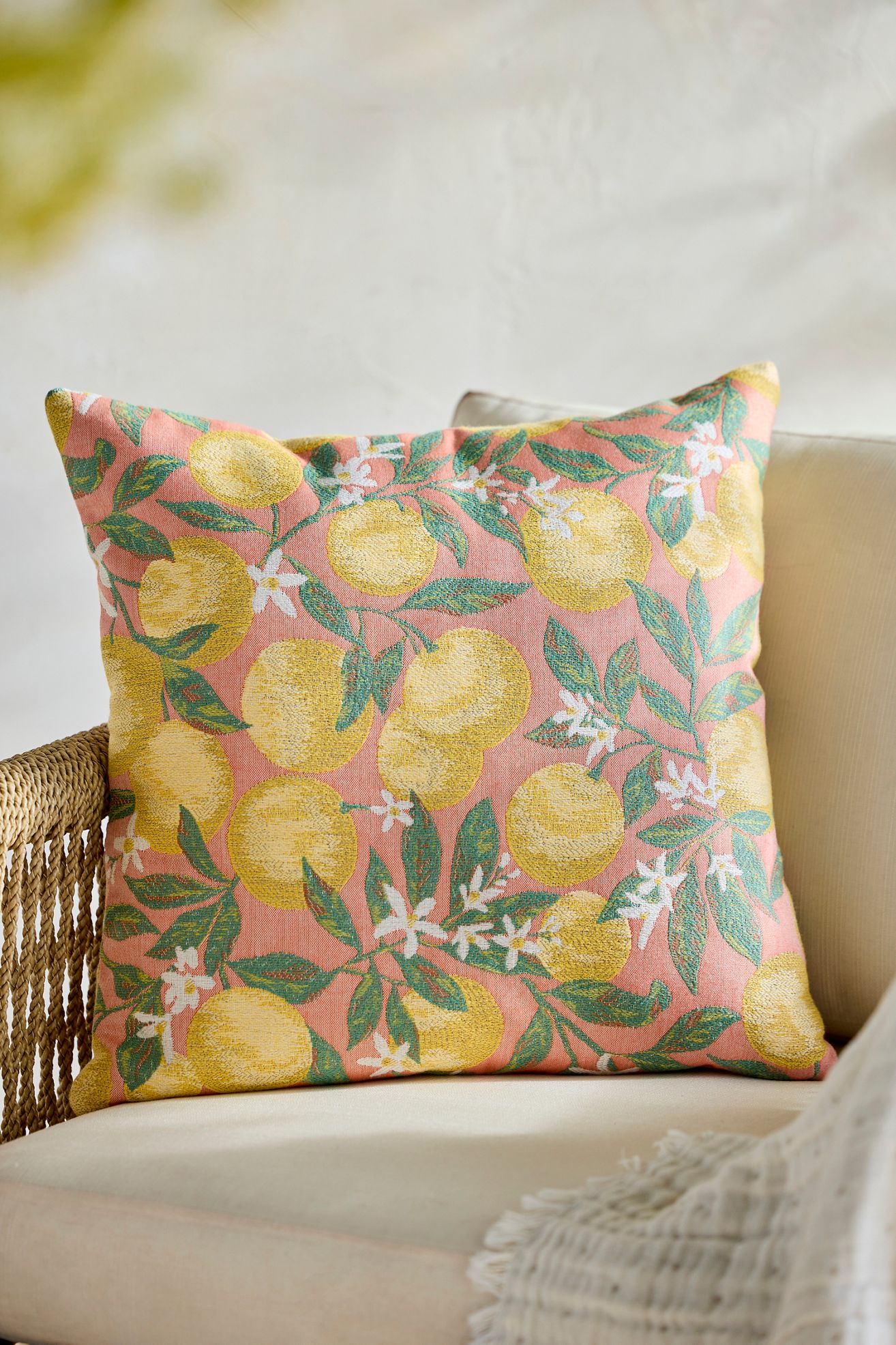 Sunbrella® Orange Blossom Outdoor Pillow - Peach, One Size