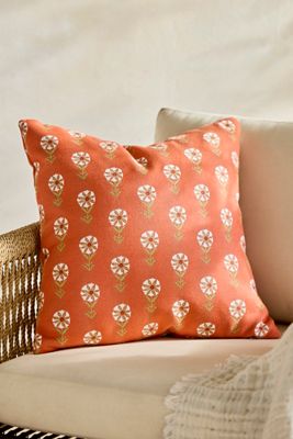 Sunbrella® Tangerine Floral Outdoor Pillow