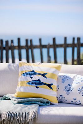 Sunbrella® Capri Fish Outdoor Pillow
