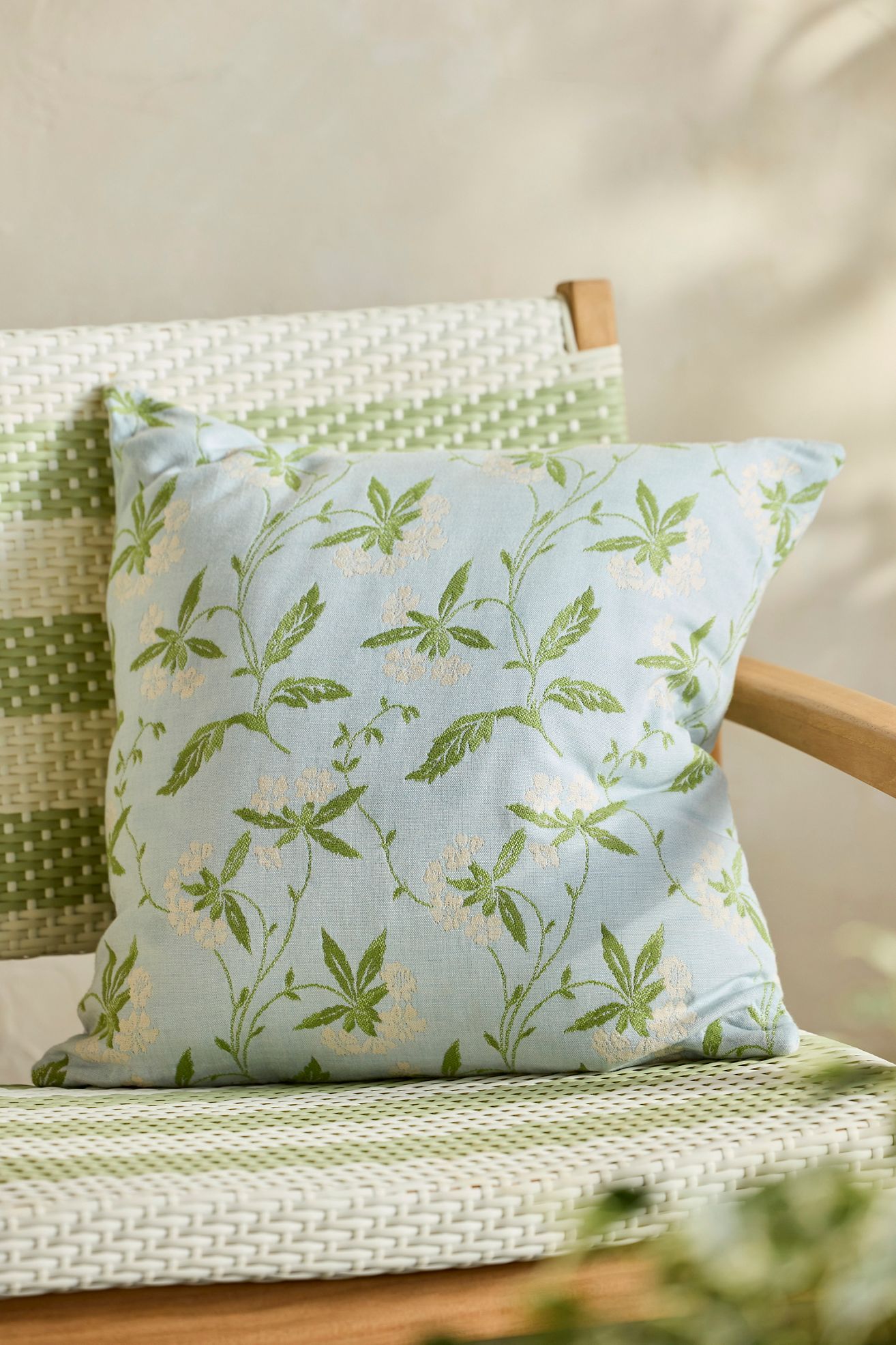 Sunbrella® Dainty Floral Outdoor Pillow - Light Blue, One Size