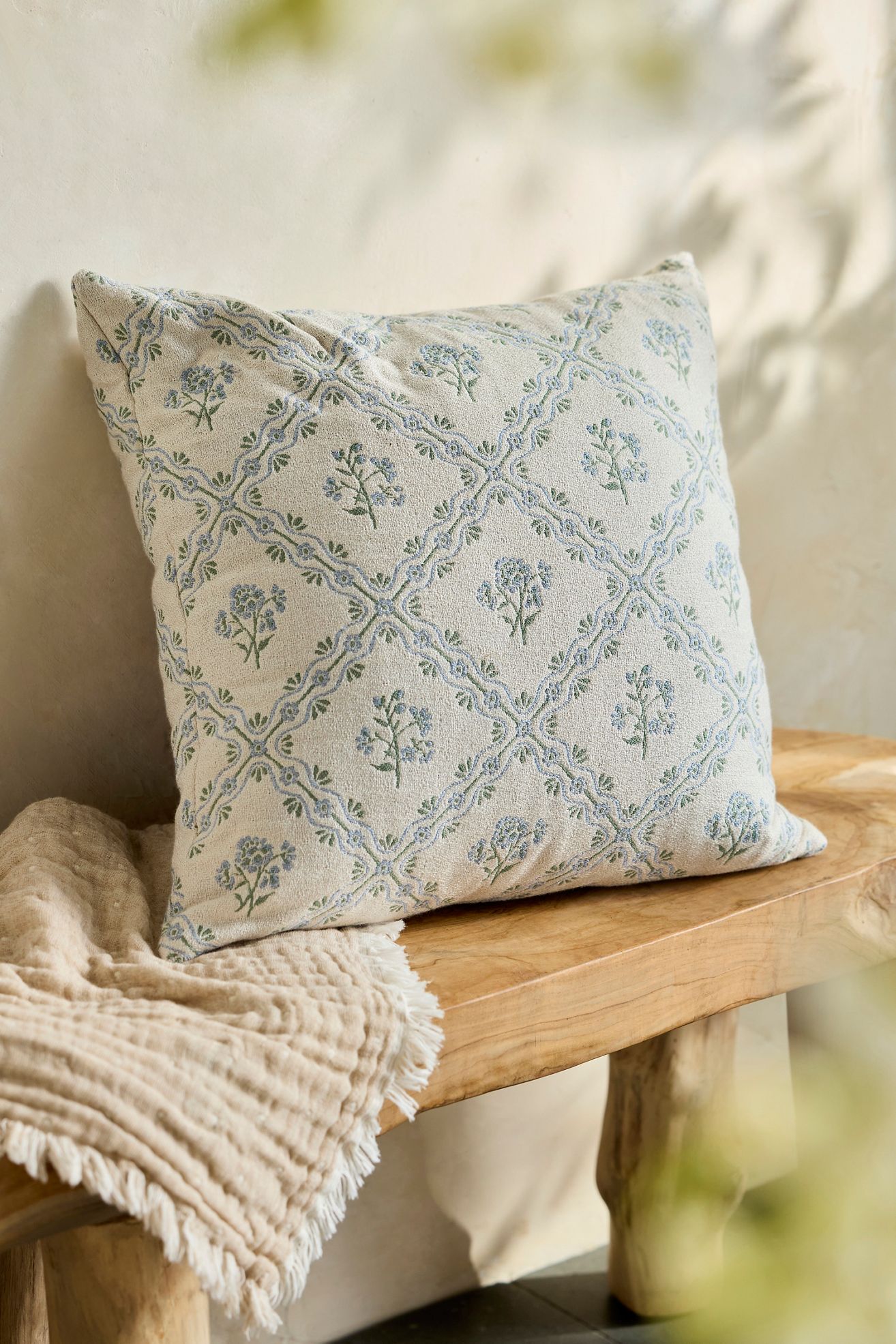 Sunbrella® Diamond Lattice Outdoor Pillow - Light Blue, One Size