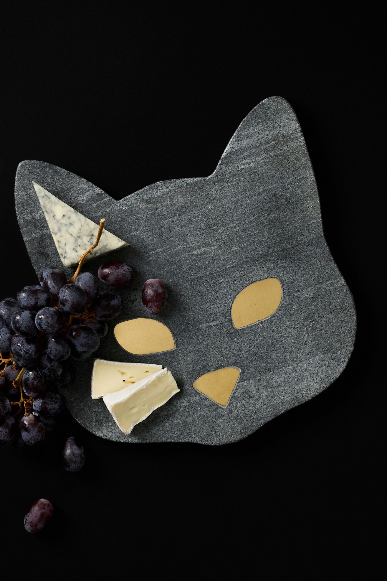 Black Cat Marble Cheese Board - Black Pattern, One Size