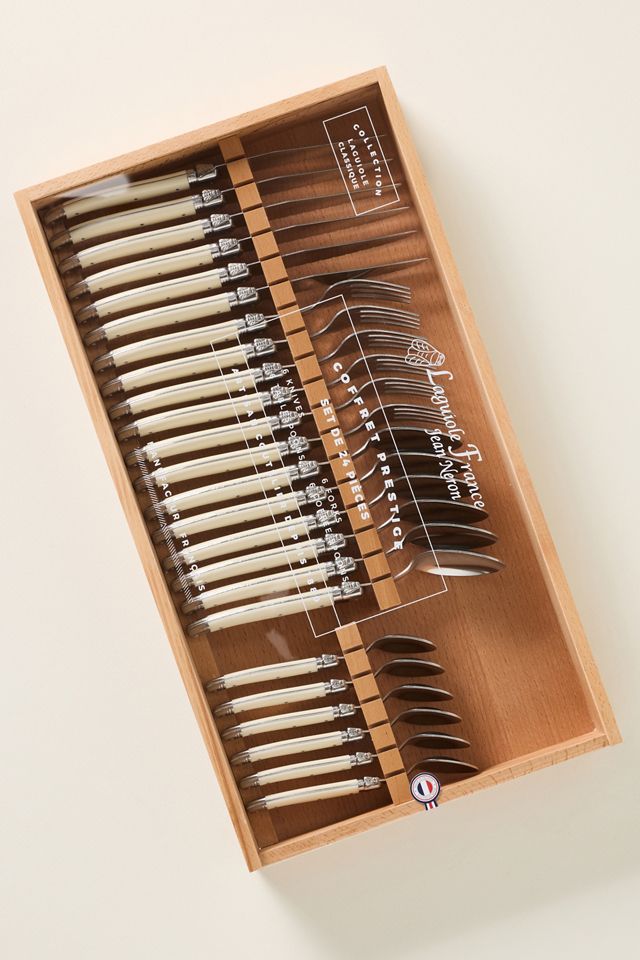 Laguiole 24-Piece Boxed Ivory Flatware Set #1