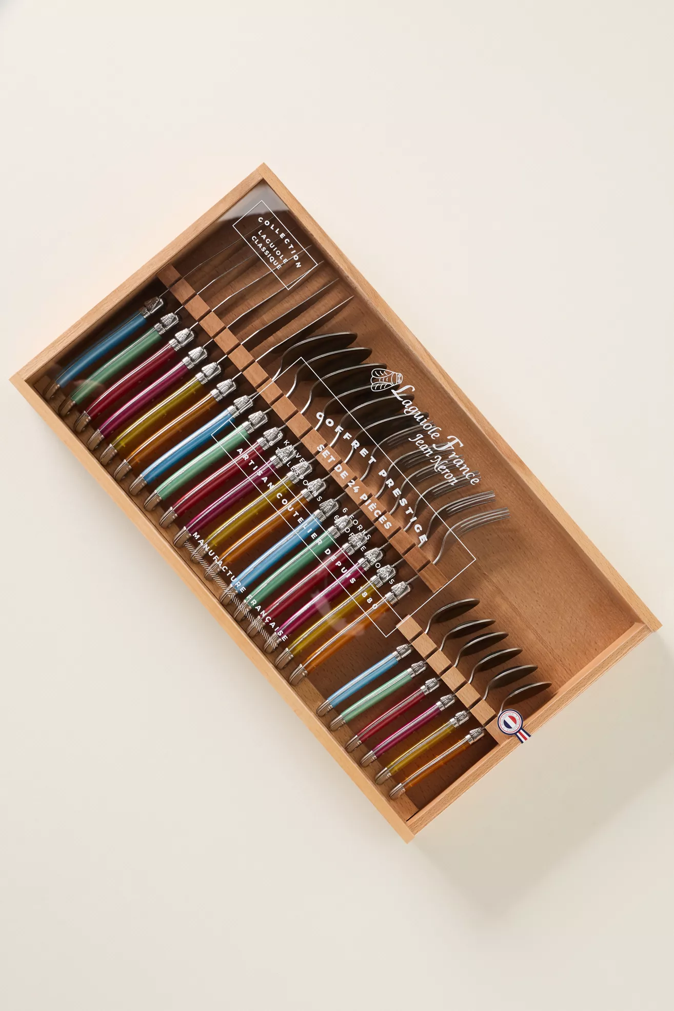 Laguiole 24-Piece Platine Rainbow Flatware Set - thumbnail 3