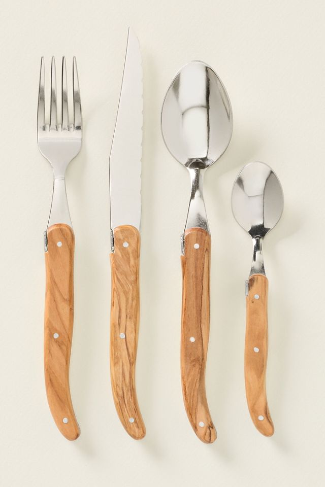 Laguiole 24-Piece Olivewood Flatware Set | AnthroHome