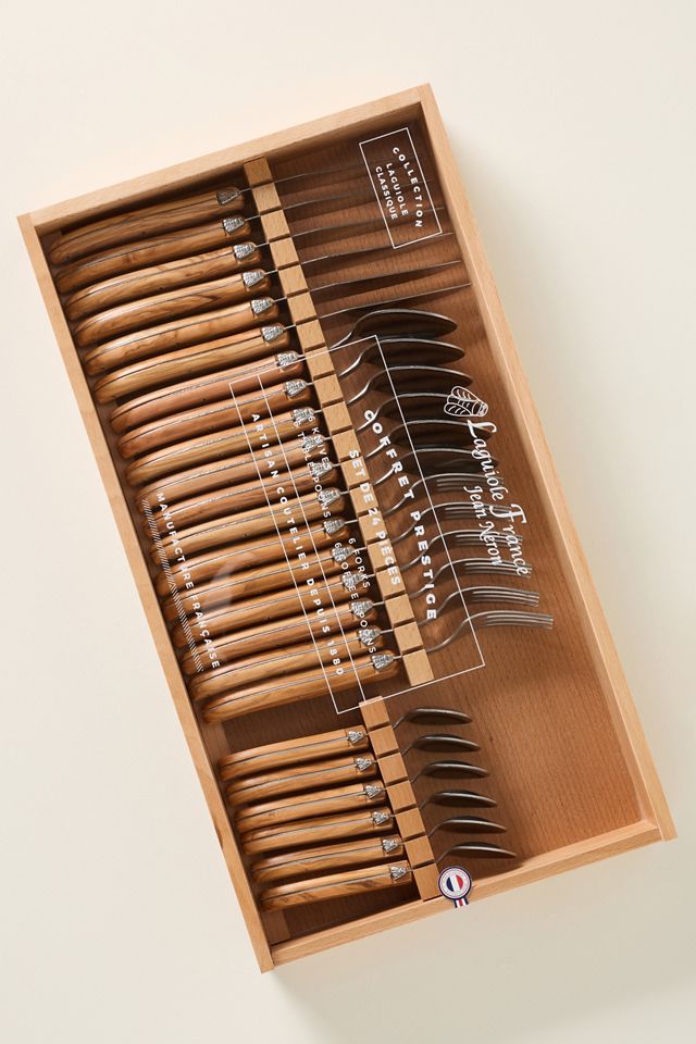 Laguiole 24-Piece Olivewood Flatware Set #1