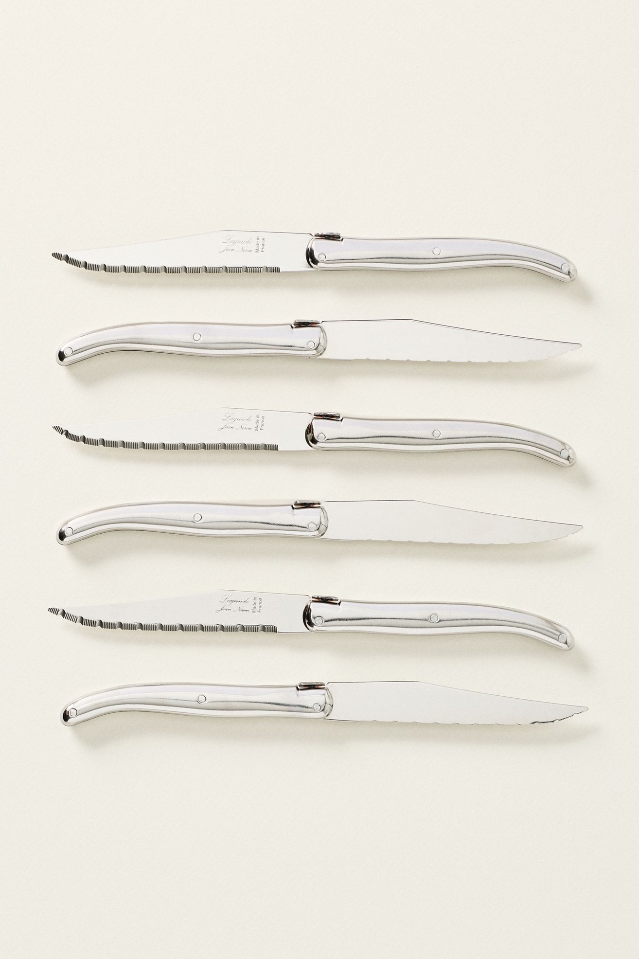 Laguiole Stainless Steel Steak Knives, Set of 6 - Silver, Set Of 6
