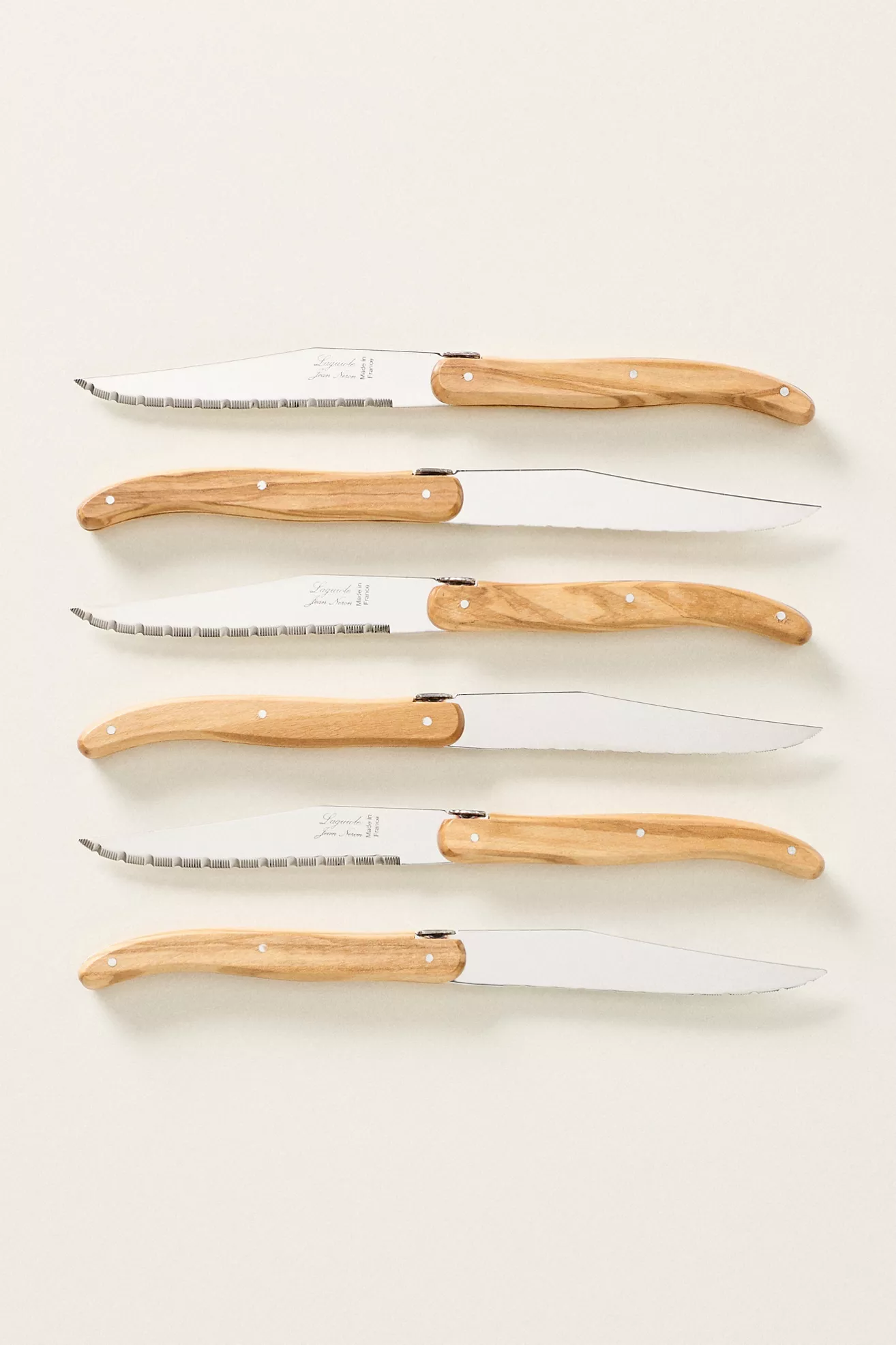 Laguiole Olivewood Steak Knives, Set of 6