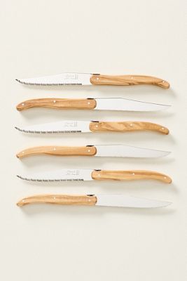 Laguiole Olivewood Steak Knives, Set of 6