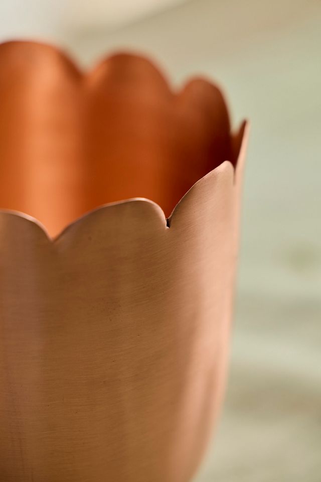 Scallop Edge Polished Copper Planter #1