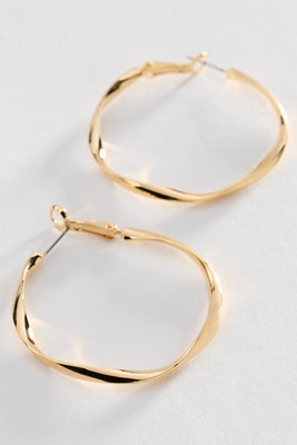By Anthropologie Women's Gold Hammered Hoop Earrings