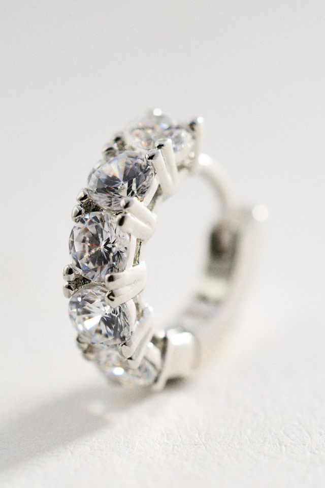 Crystal Tennis Huggie Hoop Earrings #1