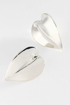 Curved Heart Statement Stud Earrings