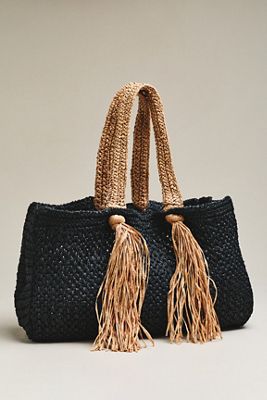 Celandine Raffia Fringe Tote
