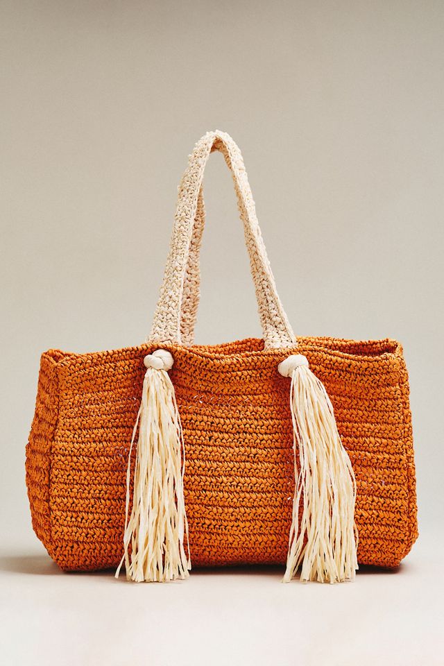 Celandine Raffia Fringe Tote #1