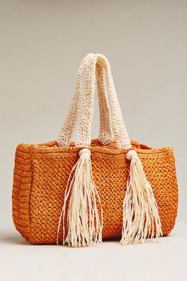 Celandine Raffia Fringe Tote