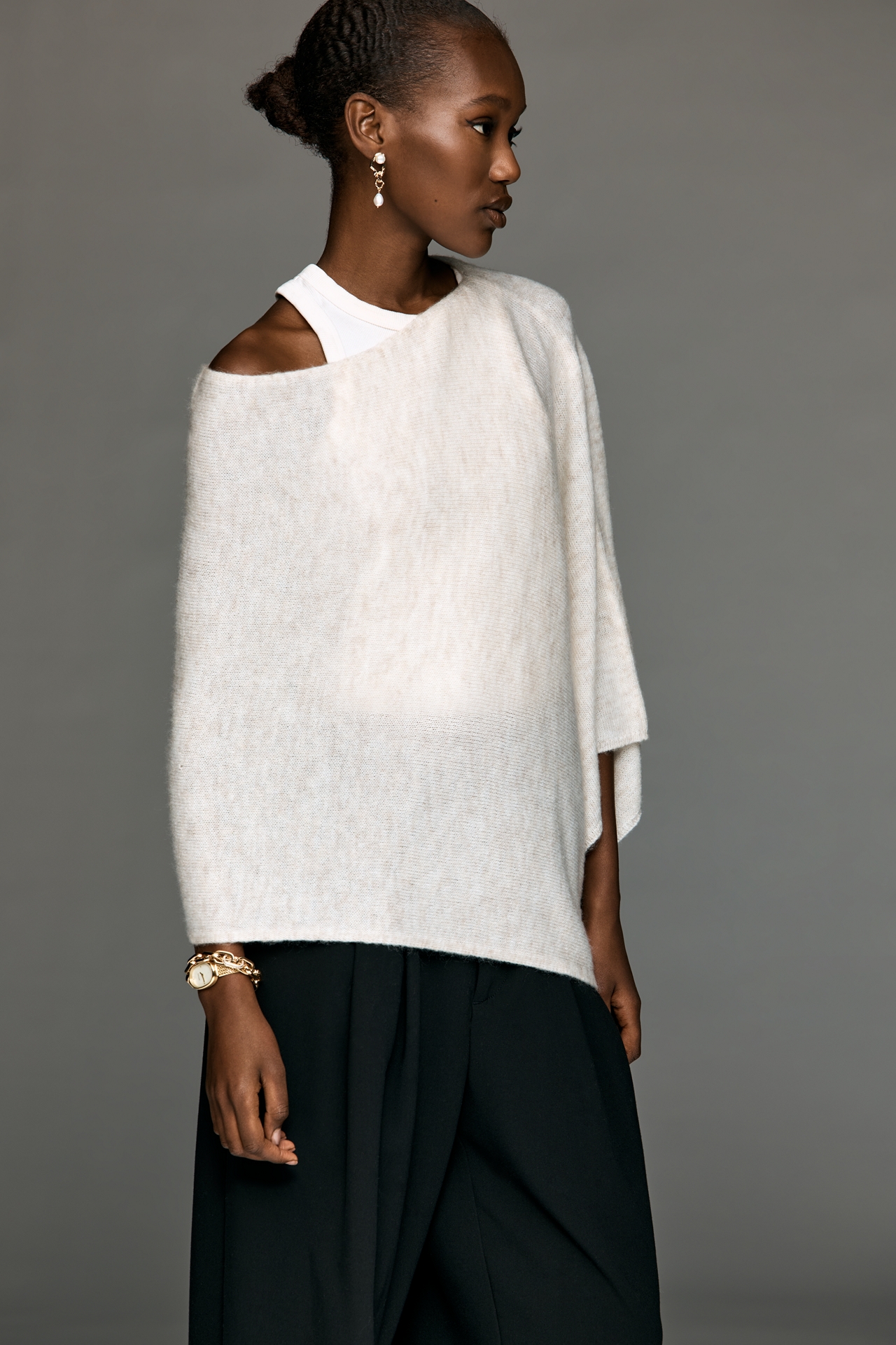 By Anthropologie Knit Asymmetric Poncho