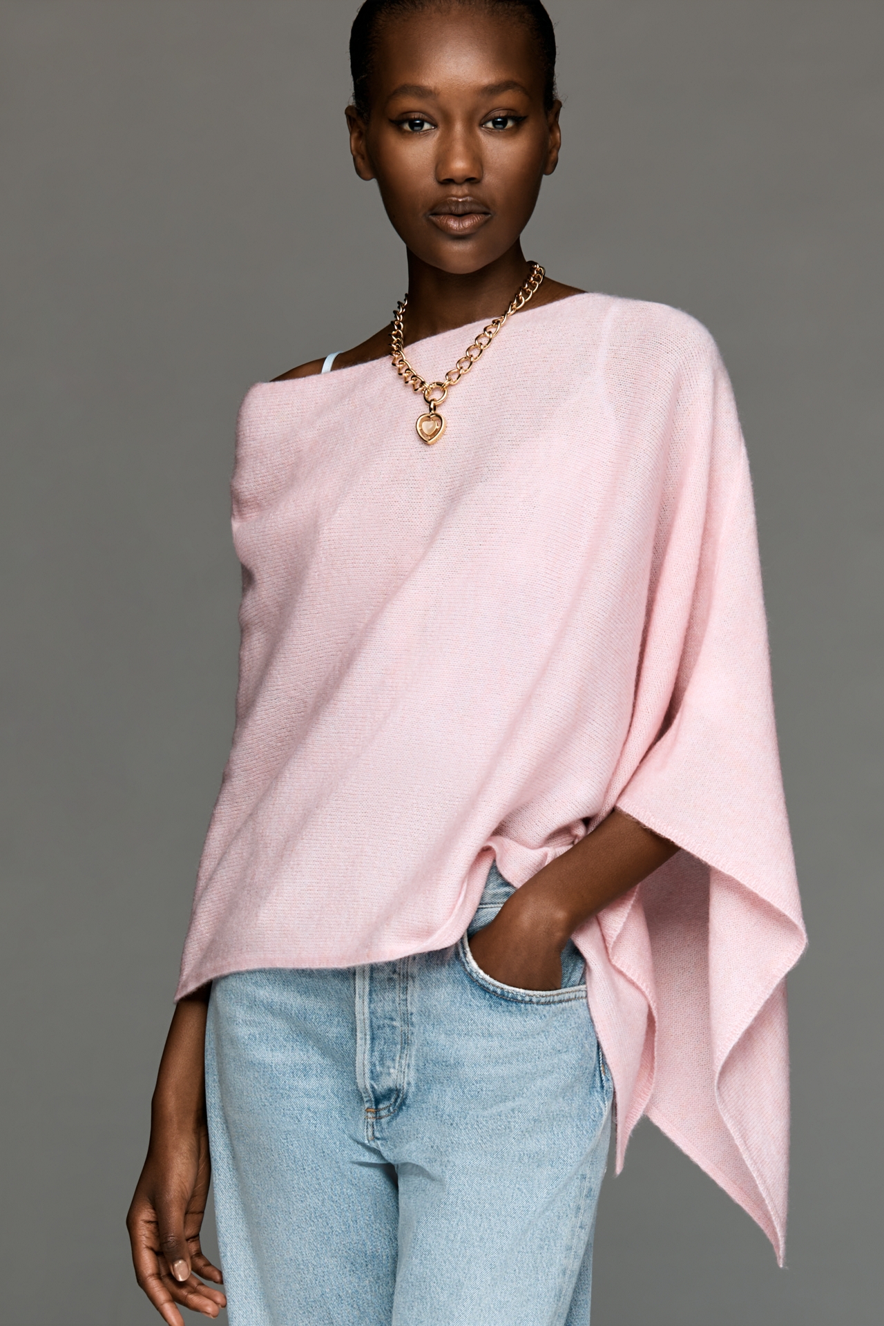 By Anthropologie Knit Asymmetric Poncho