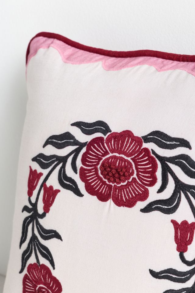 Penelope Cotton Embroidered Floral Pillow #2