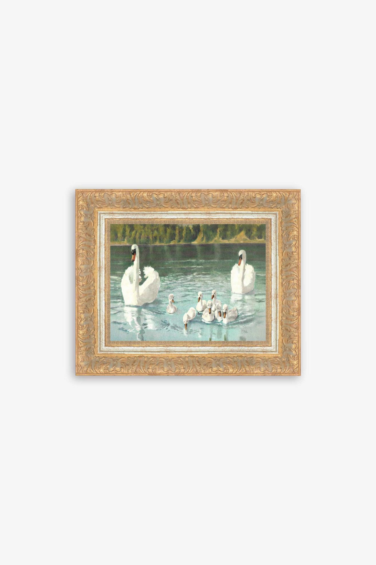 Swan Family Wall Art - Sky, One Size