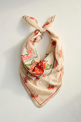 Valentine Roses Embroidered Cotton Bandana | Anthropologie