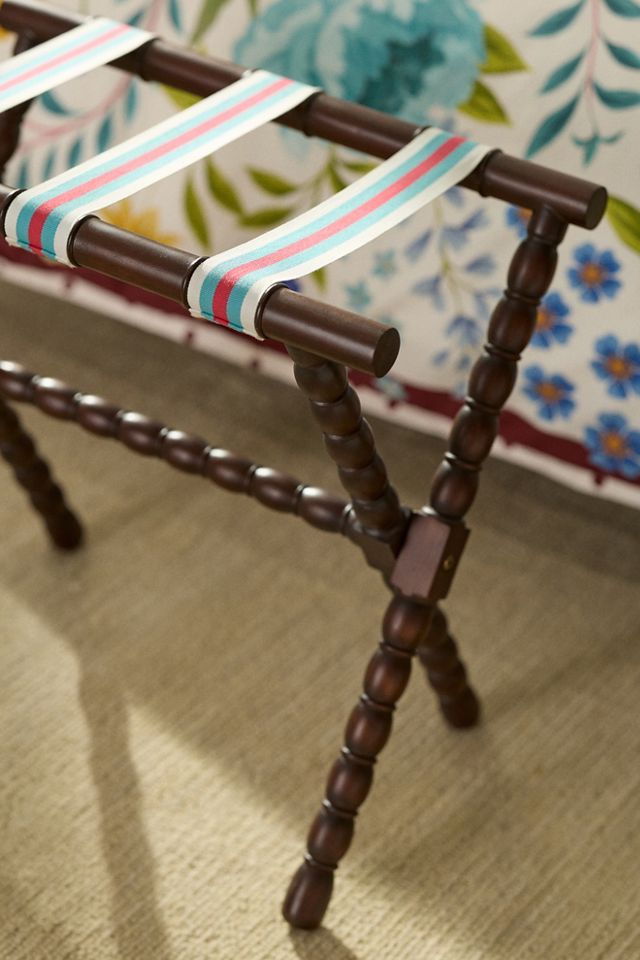 Rippled Turned Wood Luggage Rack #1