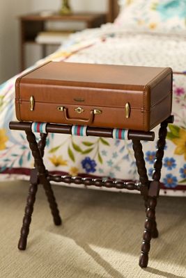 Rippled Turned Wood Luggage Rack